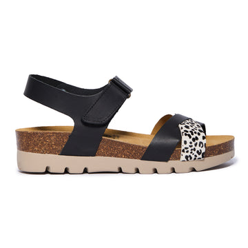 Plakton Platform Wedge Sandal – Camellia Black Pony Print / Black